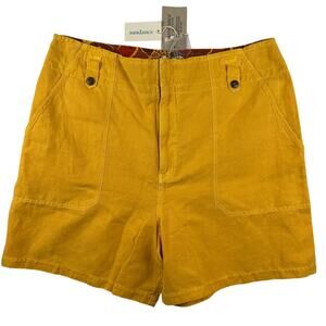 NWT Sundance Mareesha Linen Shorts Sz 16 Sunflower Linen blend Rollup‎ Yellow
